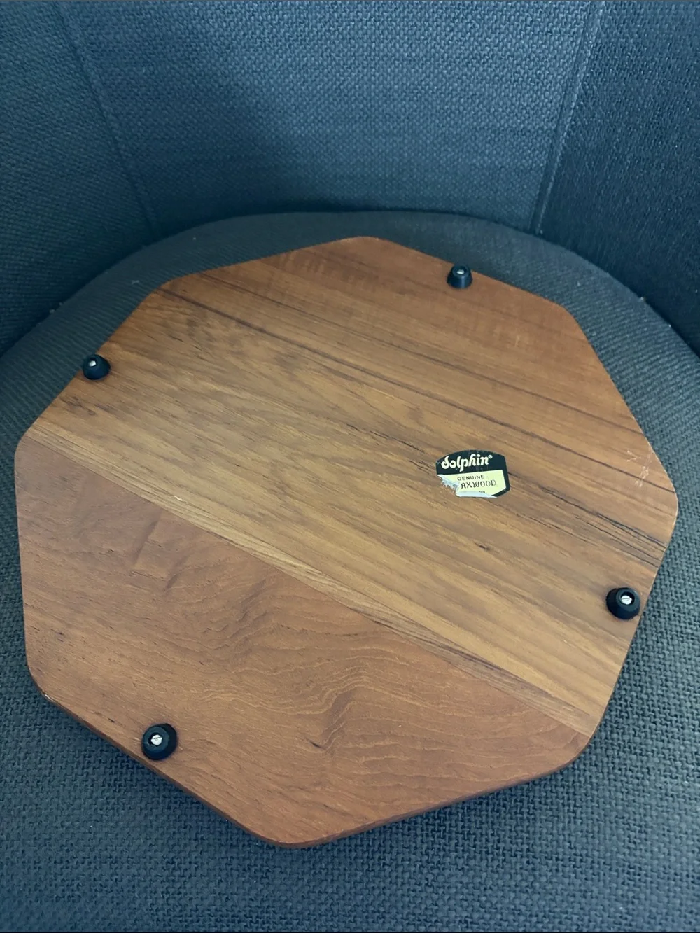 Octagonal Teak Wood Trivet with Floral Ceramic Inset